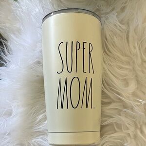 Rae Dunn Cream "SUPER MOM." Travel Tumbler